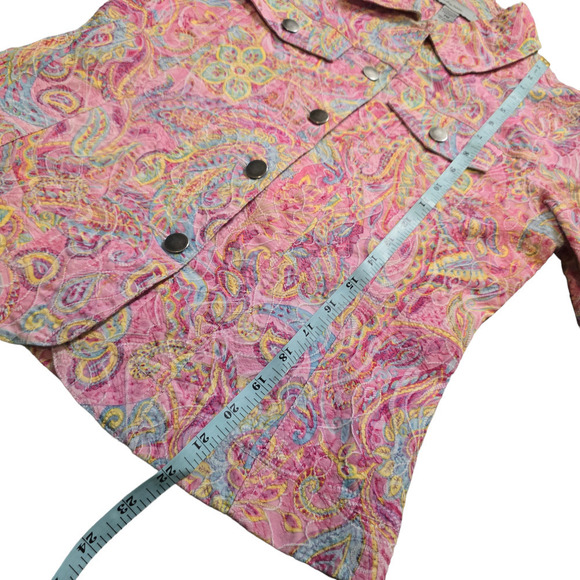 Y2K Analogy Jacket Size Petite Medium Paisley Pink Floral pastel - Picture 6 of 7